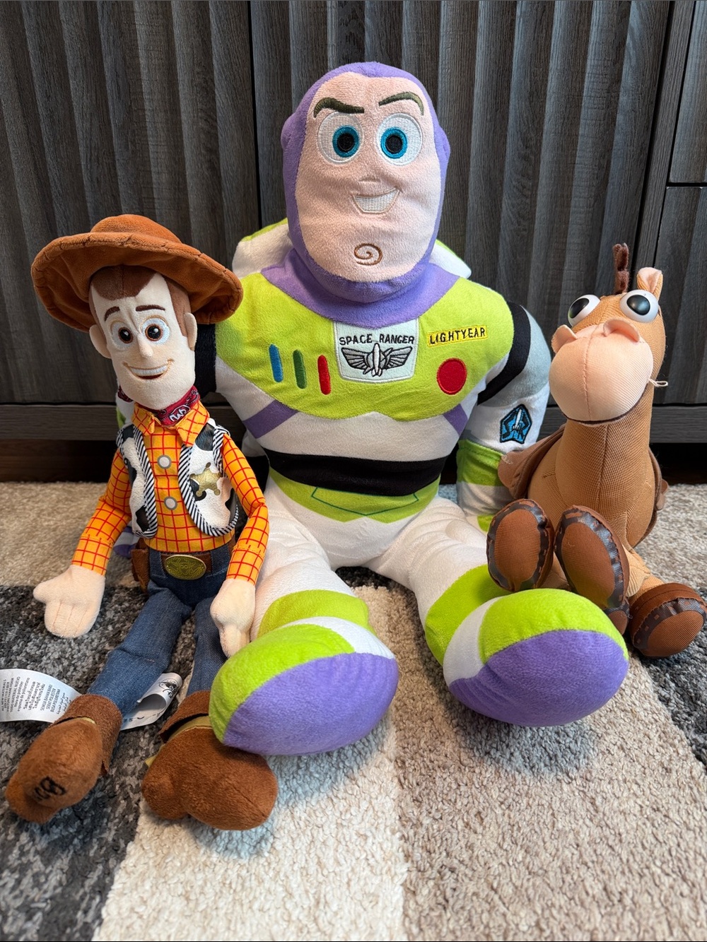 Toy Story stuffies: oversized Buzz, Bonnie’s Woody, galloping Bullseye GUC! - Picture 1 of 15